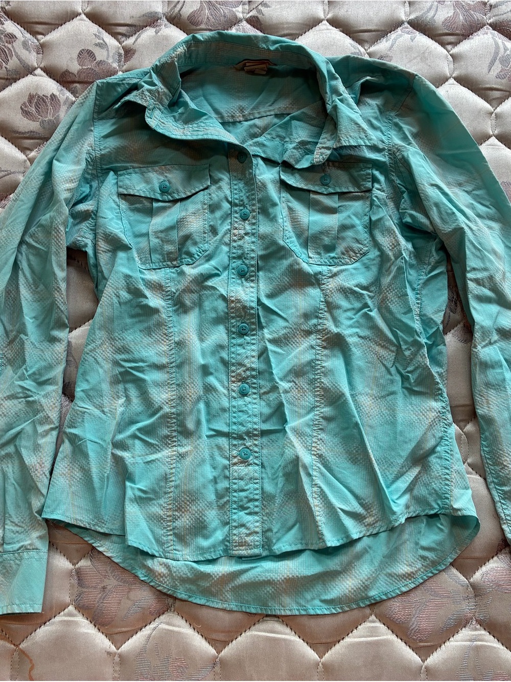 Duluth Trading Company Armachillo Button Down Shirt in Teal